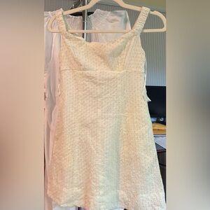 Free People Cream Eyelet Textured Sleeveless Dress